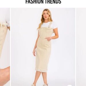 Khaki Denim Overall Dress, brand new